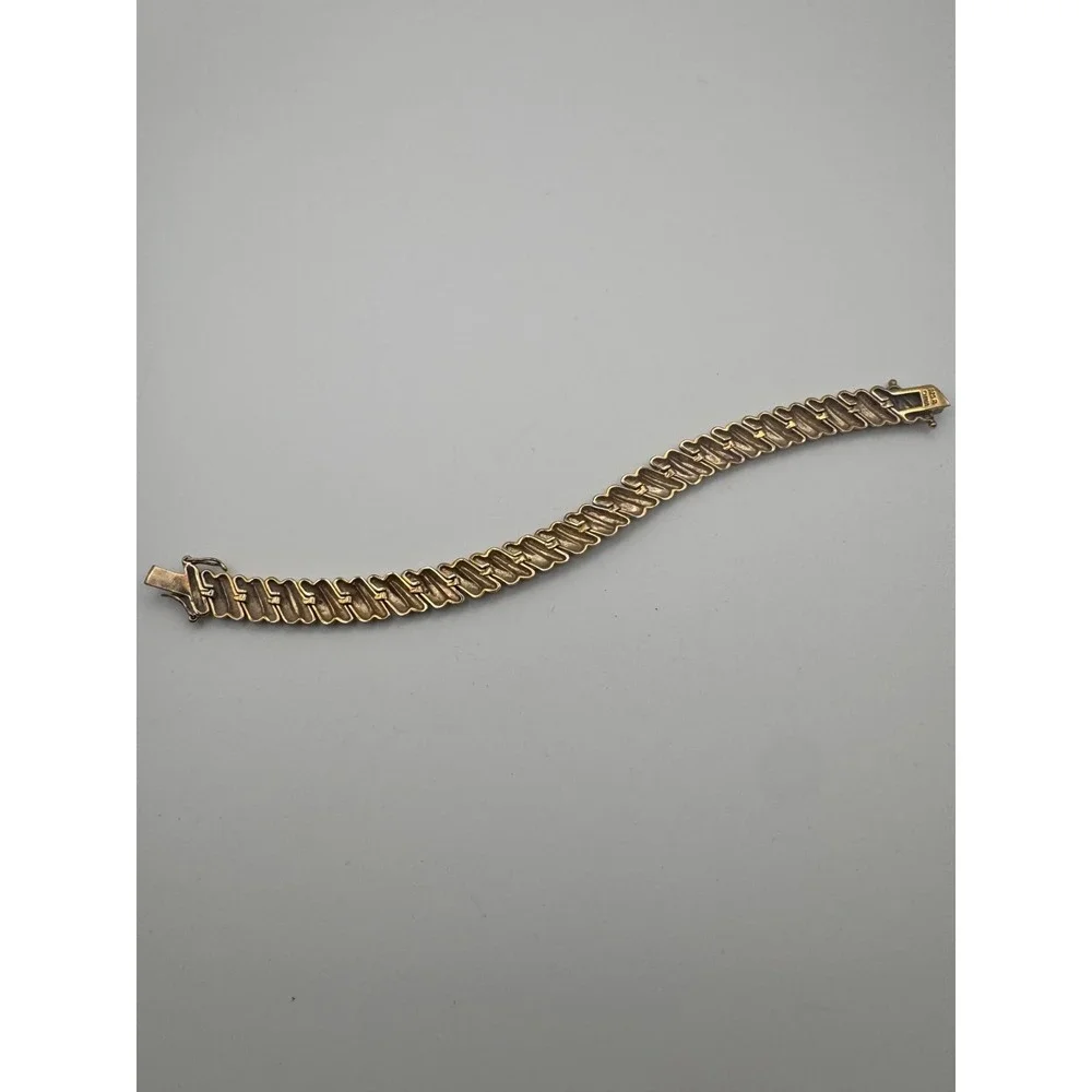 Vintage Tennis Bracelet Two Tone Diamond Cut Twisted Rope S Link - Picture 6 of 9